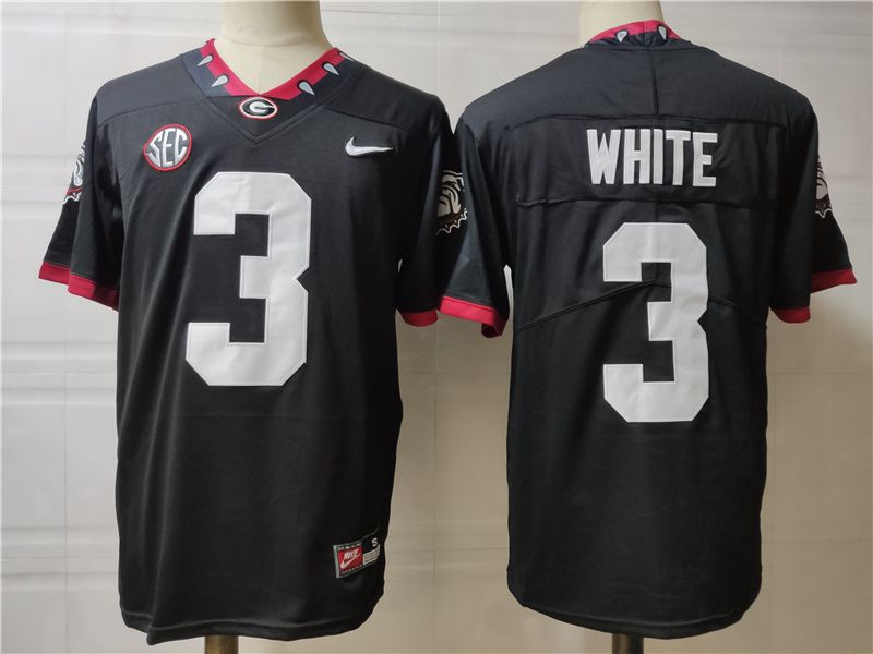 Men Georgia Bulldogs #3 White Black Nike 2025 NCAA Jersey->ncaa teams->NCAA Jersey